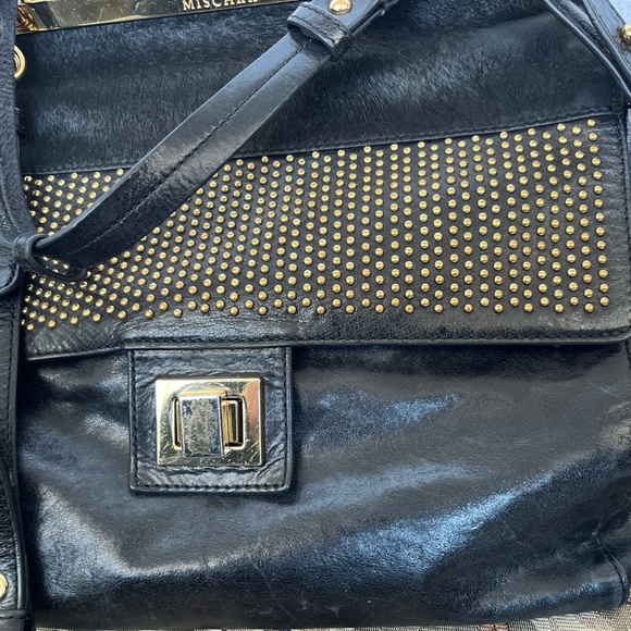 Badgley Mischka Black Leather and Cowhide Crossbody Bag - Picture 2 of 10